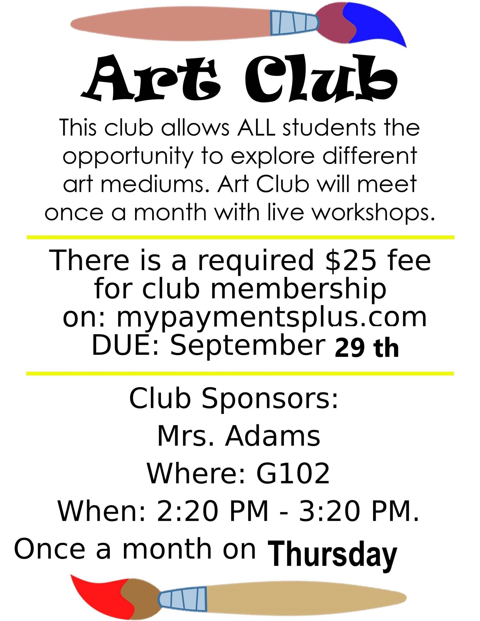Art Club information 2023